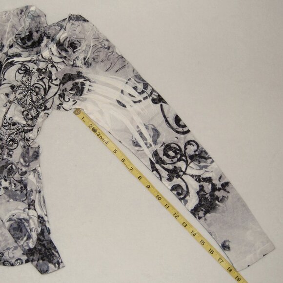 NWOT One World Women M Butterfly Studded Blouse, Long Sleeve - Picture 8 of 8